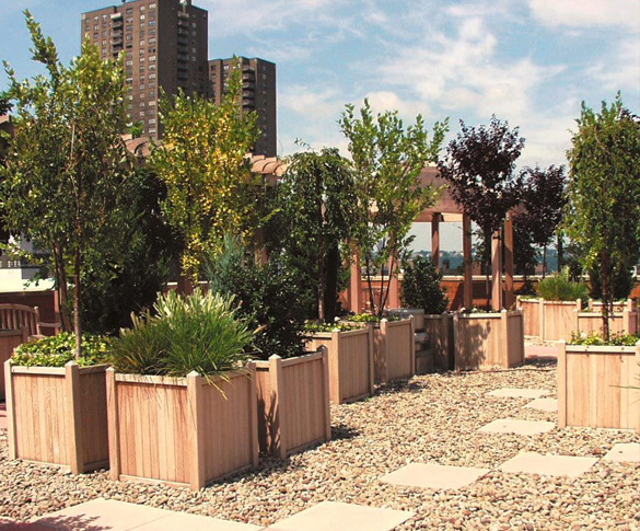 teak outdoor planters in New York