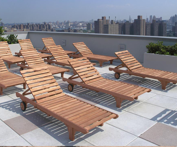 teak chaise lounge chairs at The Deck NYC in New York