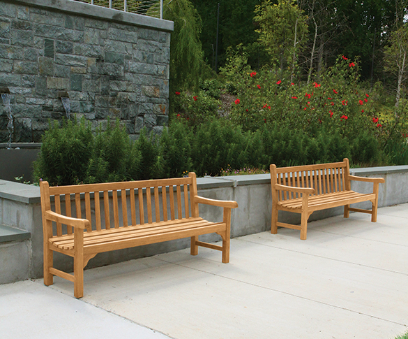 teak benches at Grace Church in New York City